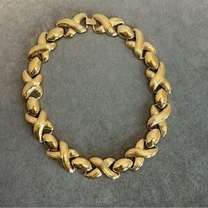 Butler Fifth Avenue Collection Polished Brushed Gold XO's Chunky Panel Necklace